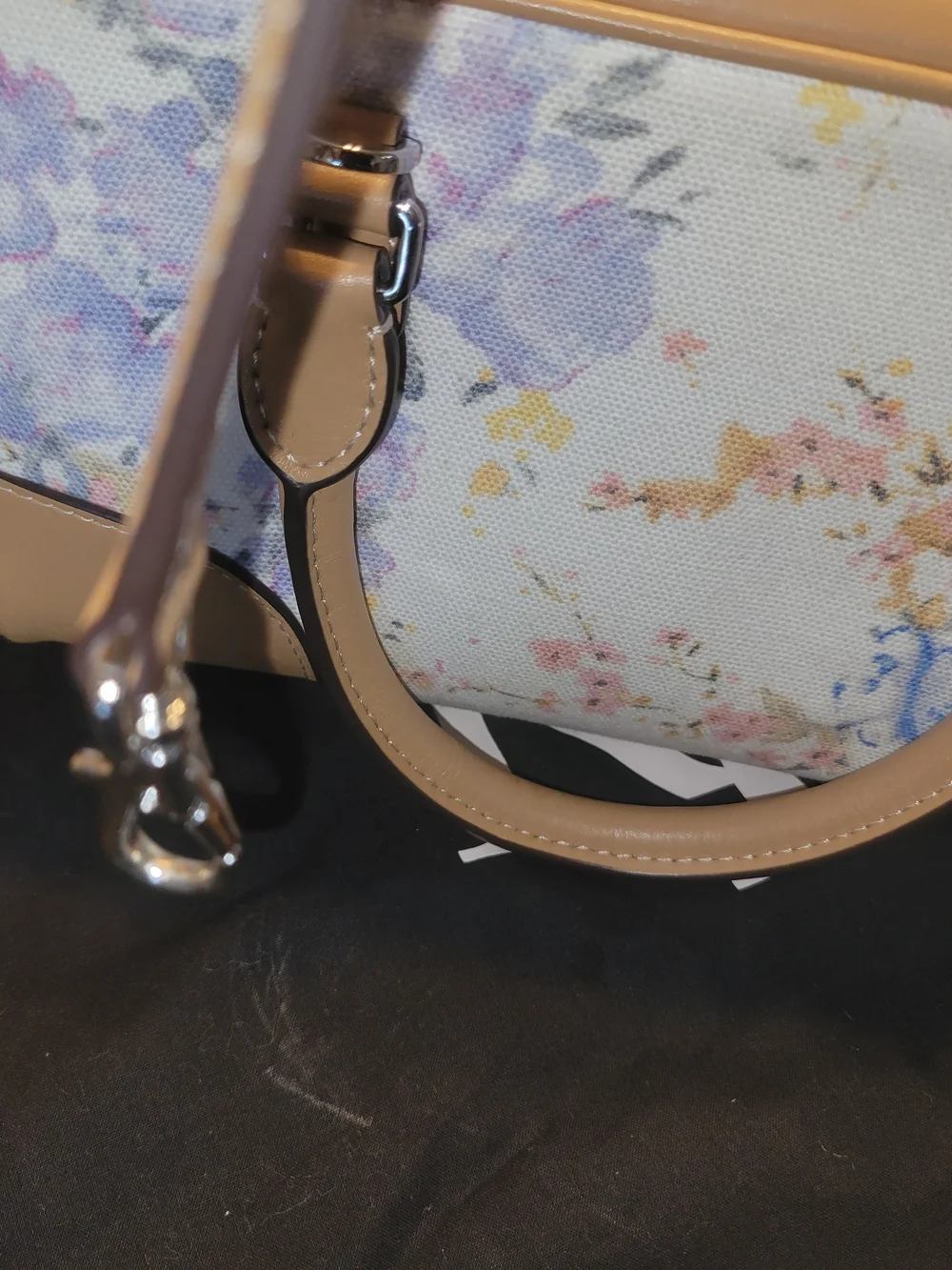LRL Floral Canvas and Tan Leather Satchel